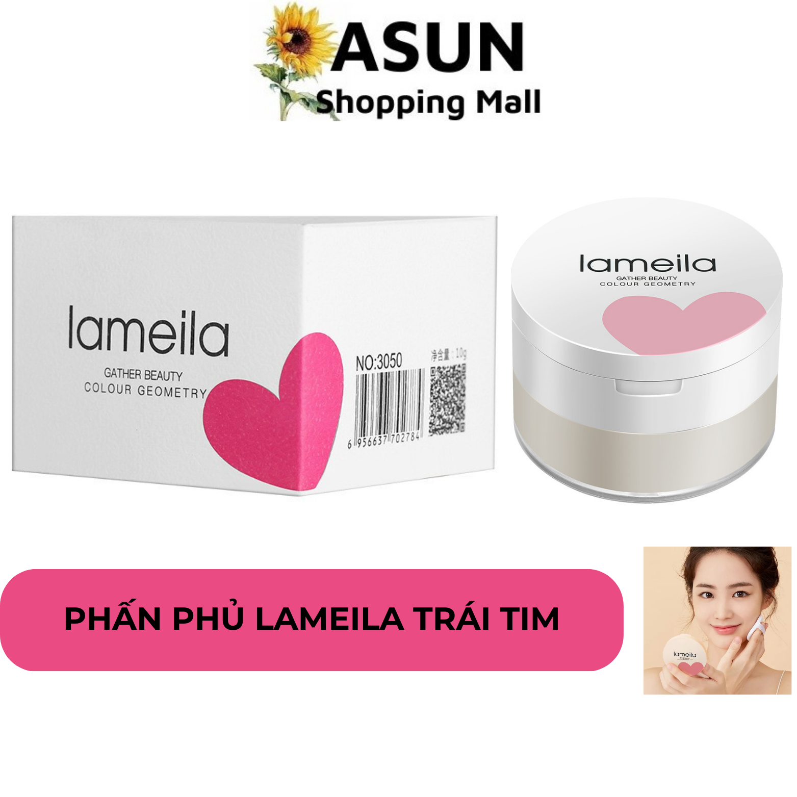Phấn Phủ Lameila Trái Tim Dạng Bột Kiềm Dầu 10g Gather Beauty Colour Geometry