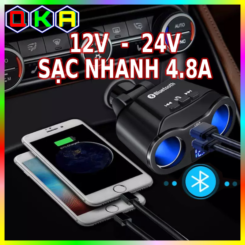 【QKA】Tẩu sạc ô tô thông minh đa năng kết nối Bluetooth, nghe nhạc, FM