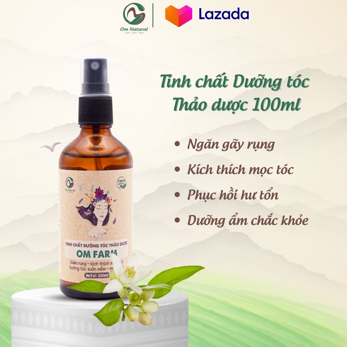 Tinh chất dưỡng tóc Bưởi Thảo dược Om farm 100ml