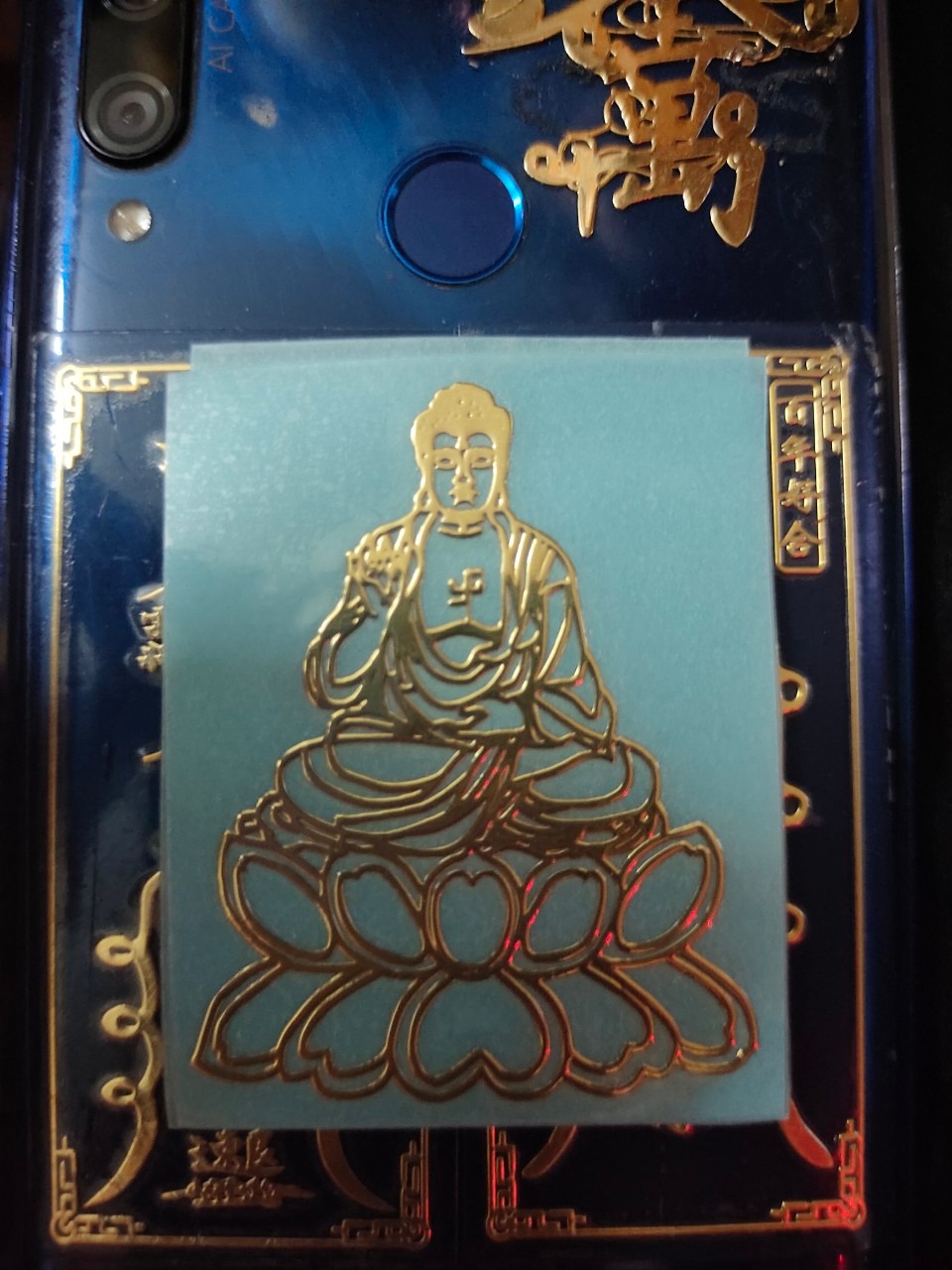 [HCM]Phật Thích Ca phù hộ sticker vàng dán điện thoại cao cấp