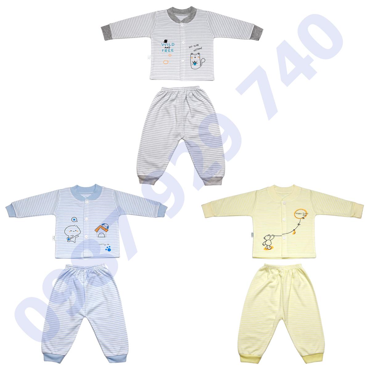 Bộ quần áo kẻ thu đông cao cấp chất nỉ mềm mịn cho bé trai bé gái từ 3-13kg -1BNK bộ quần áo cho bé quần áo thu đông cho bé - 1BNK