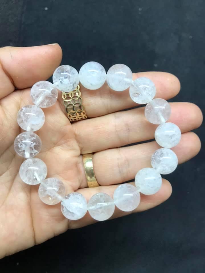VÒNG TAY THẠCH ANH ƯU LINH TRẮNG 12LY
