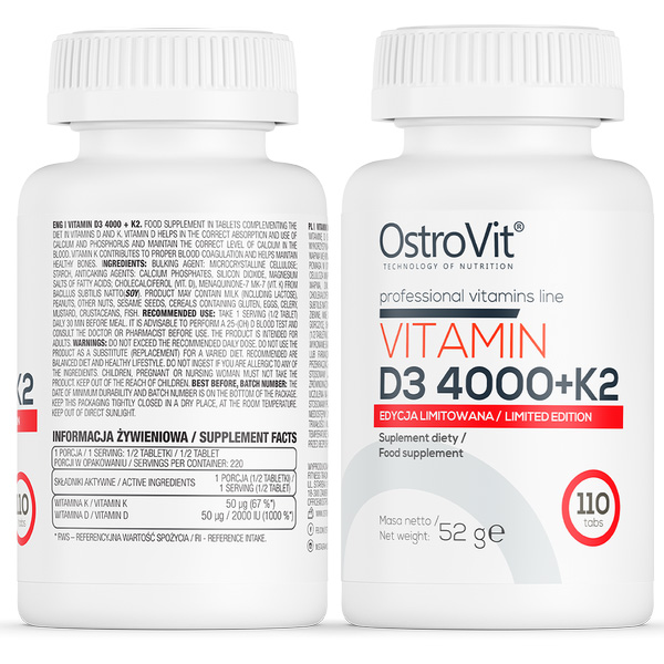 OSTROVIT VITAMIN D3 4000IU+K2 100 VIÊN