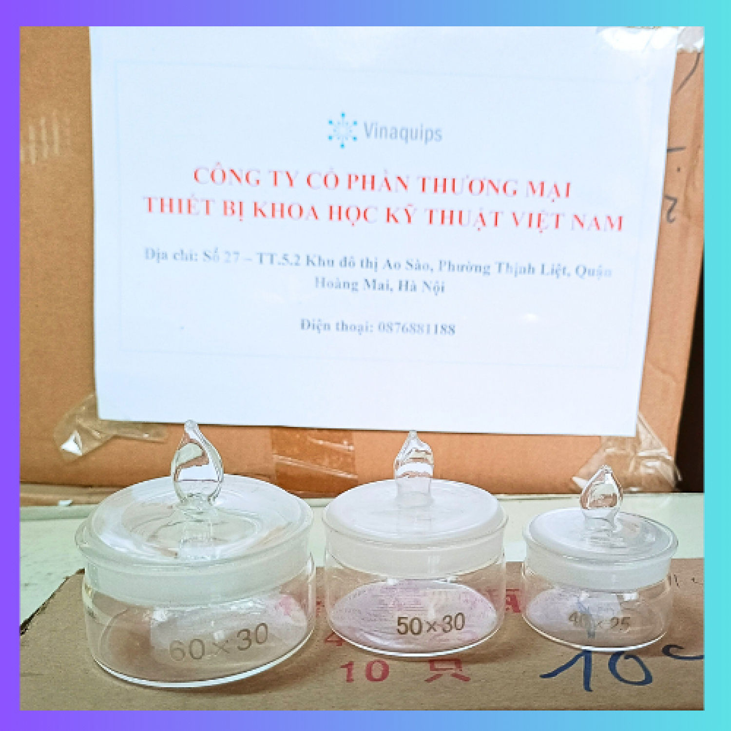 Chén cân thủy tinh + Nắp