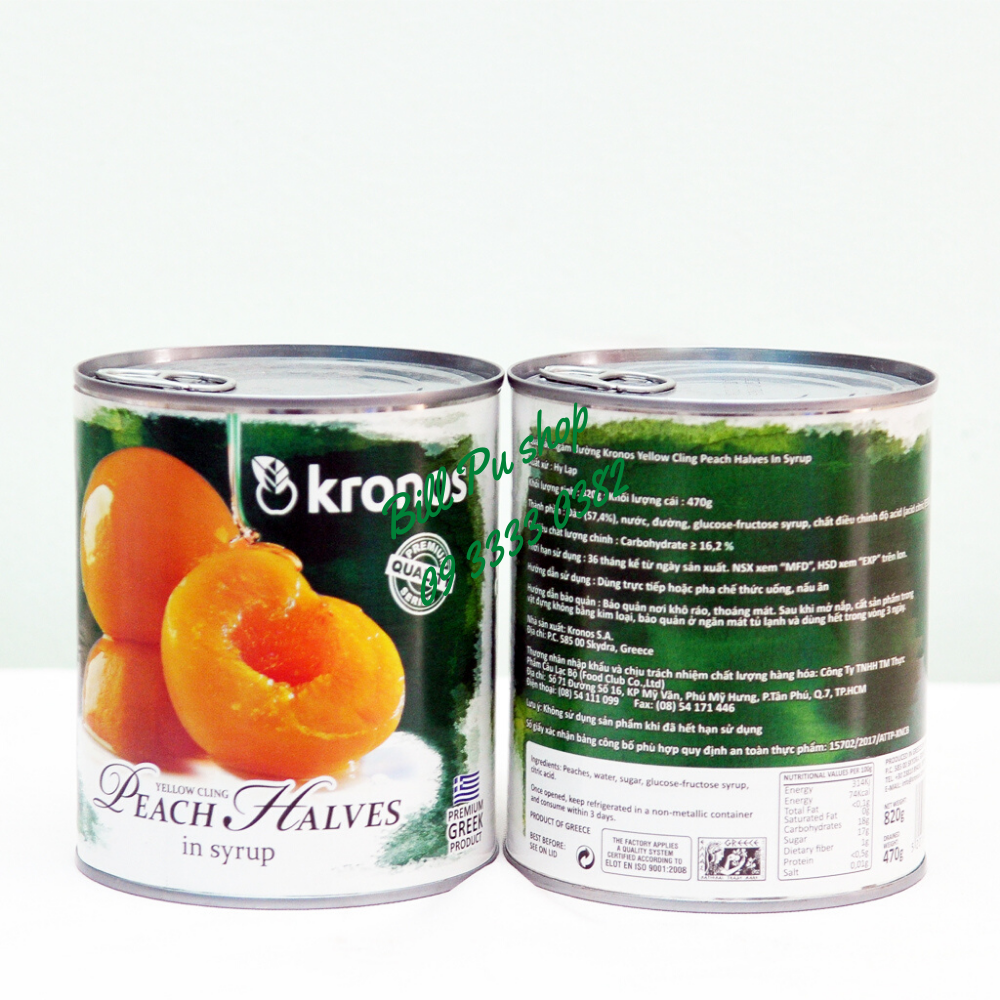 Đào ngâm KRONOS lon lớn 820g - Nhập khẩu [Date 2022]