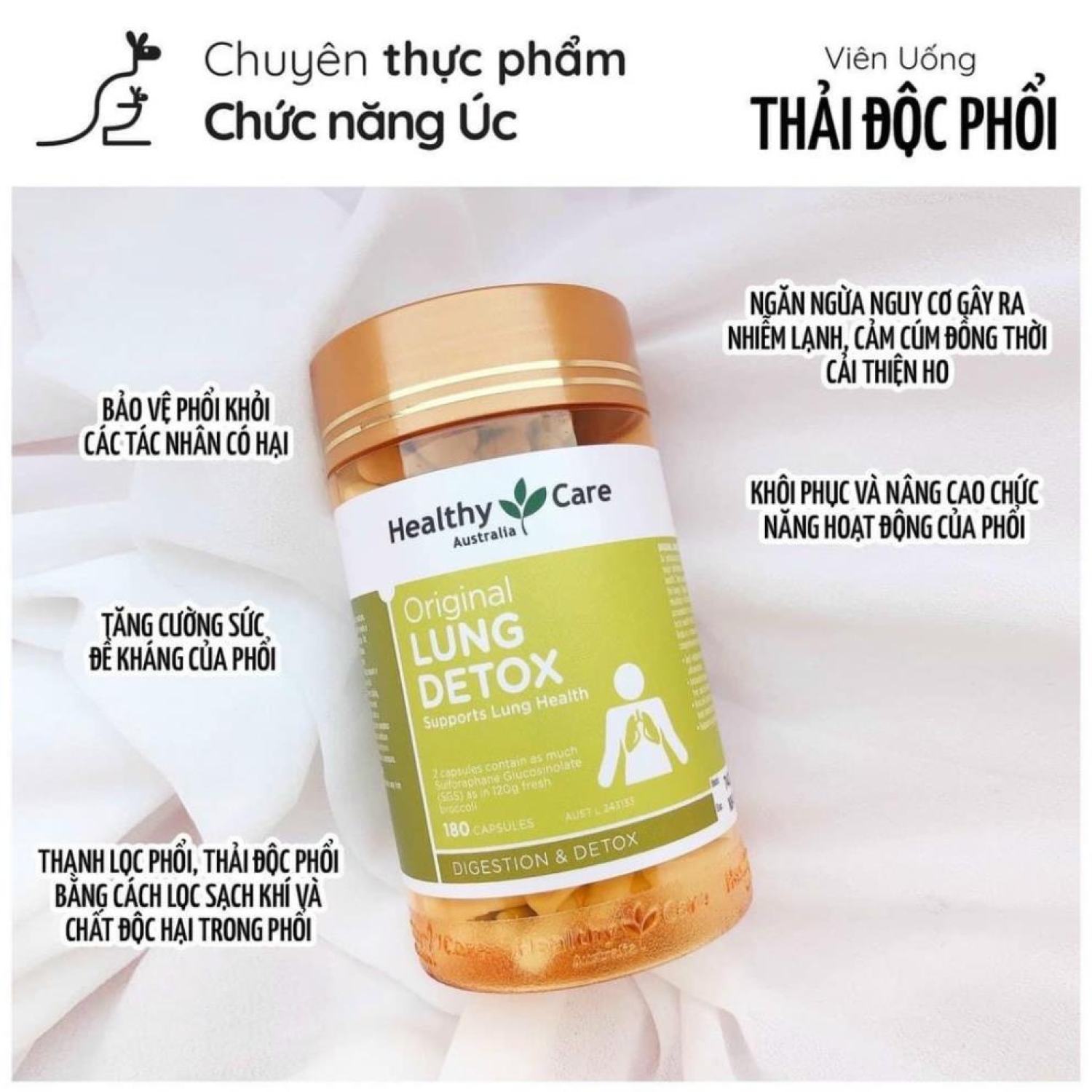 Giải độc phổi Healthy Care Original Lung Detox 180 viên