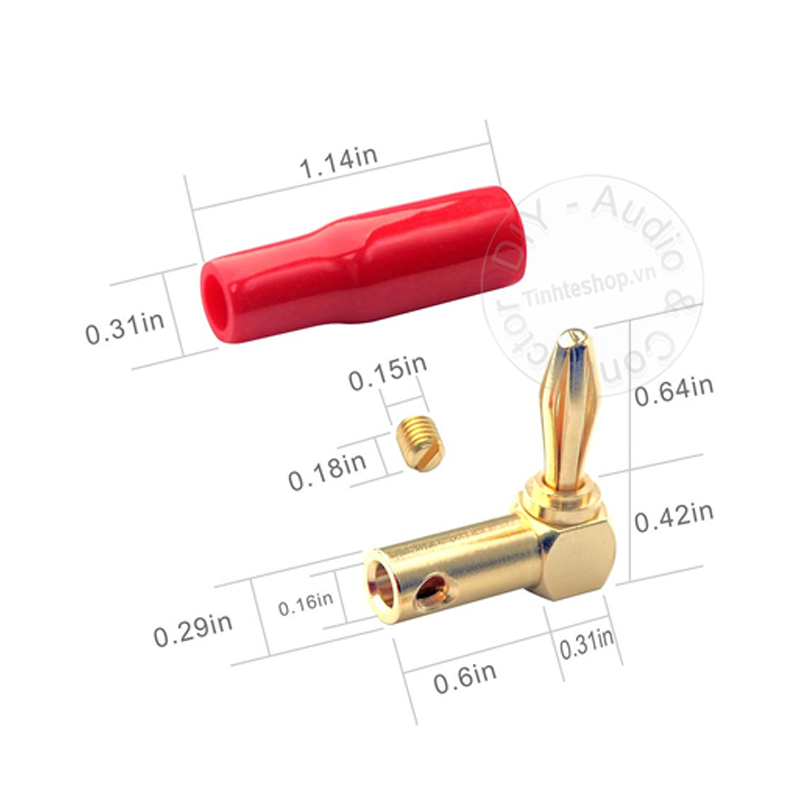 Jack bắp chuối bẻ góc 4 chiếc cắm cho Loa Âm ly