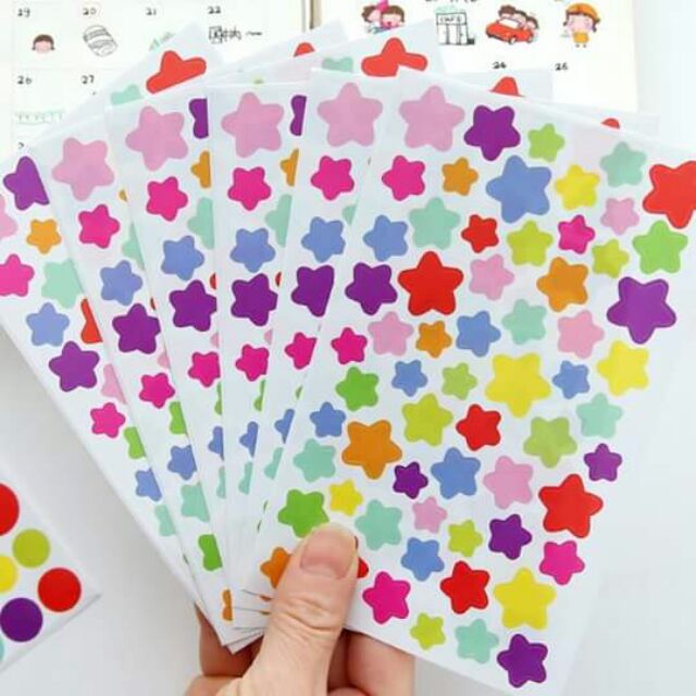 6 tấm sticker ngôi sao nhiều màu sắc