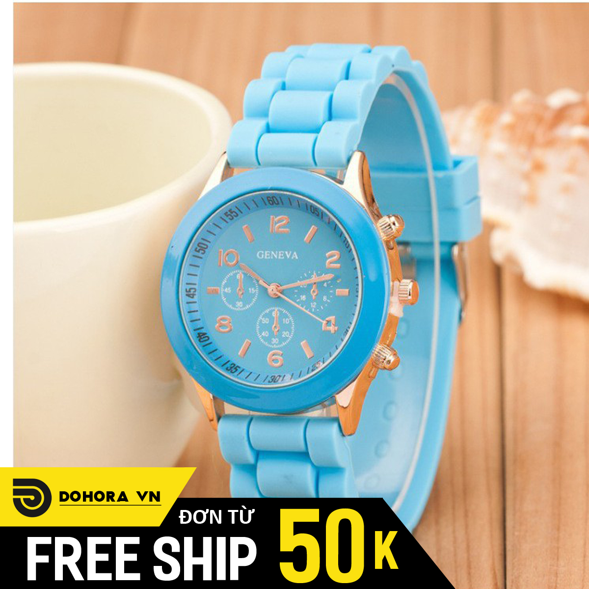 Đồng hồ Quartz thời trang nữ GENEVA G143, mặt tròn số, dây silicon mềm dẻo siêu bền, phong cách trẻ trung, hiện đại, bảo hành 6 tháng