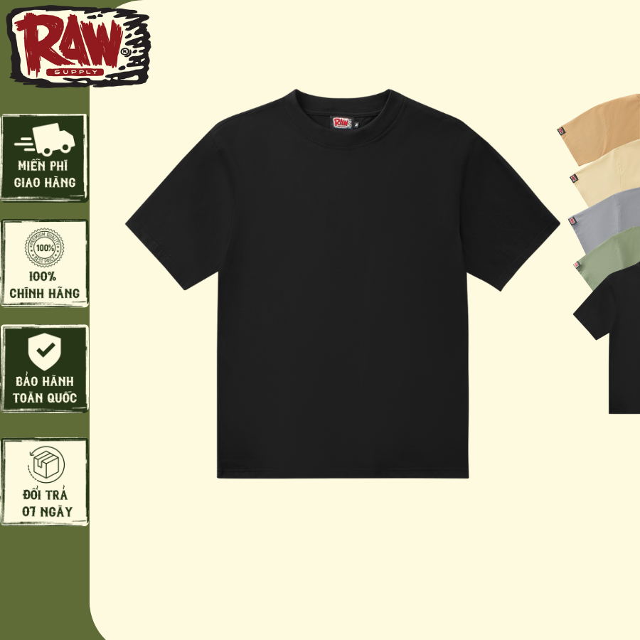 Áo thun Raw trơn basic vải thun cotton thoáng mát 4 chiều ArrowShop