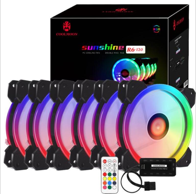 Bảng giá Bộ 6 Fan case Coolman Sunshile Led RGB Dual Ring 16 Triệu màu, 366 hiệu ứng - Kèm Hub Và Điều Khiển Phong Vũ