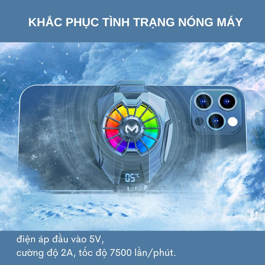 MEMO DL05 ver 4.0 NEW 2023 - Quạt tản nhiệt điện thoại có màn hình LED RGB hiển thị nhiệt độ, công nghệ làm lạnh siêu nhanh