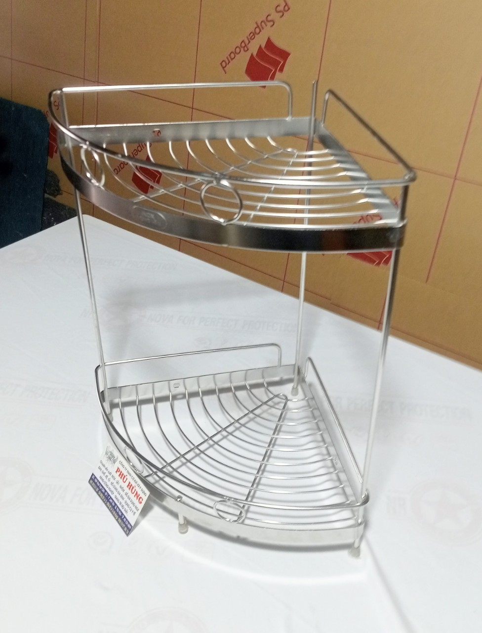 [HCM]Kệ góc 2 tầng inox đặc 100% ( đủ size)