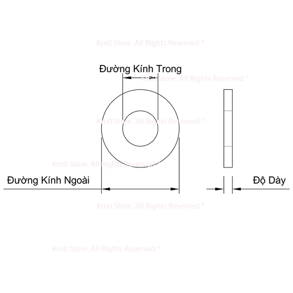 Set 10 Lông Đền Thép Mạ Kẽm Size M12 (12 Li) M113309
