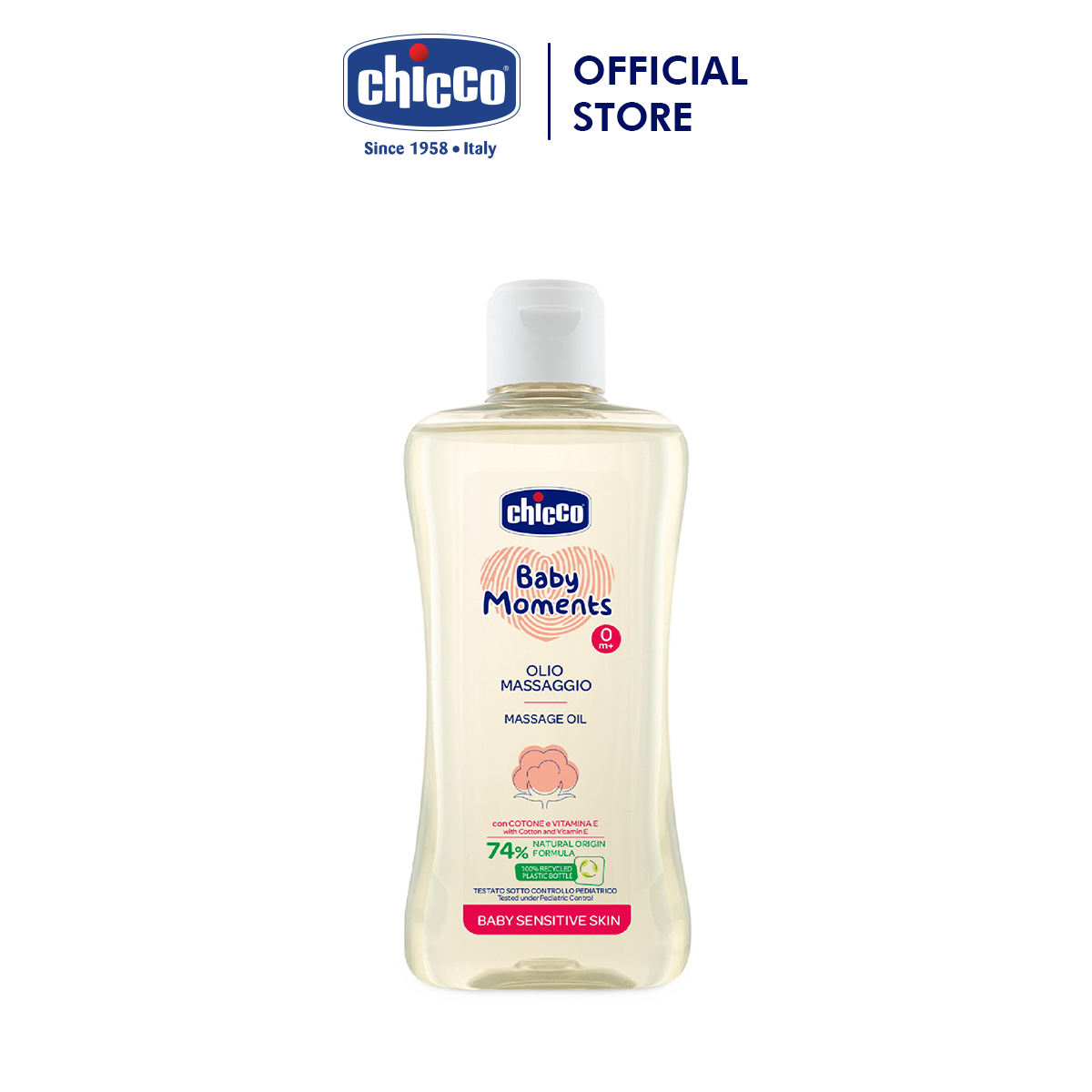 Dầu mát-xa chiết xuất Hạt bông Chicco 0M+ 200ml