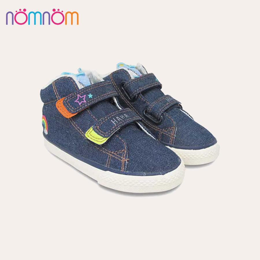 Walking shoes two straps baby girls NomNom NG1606 Blue Cow