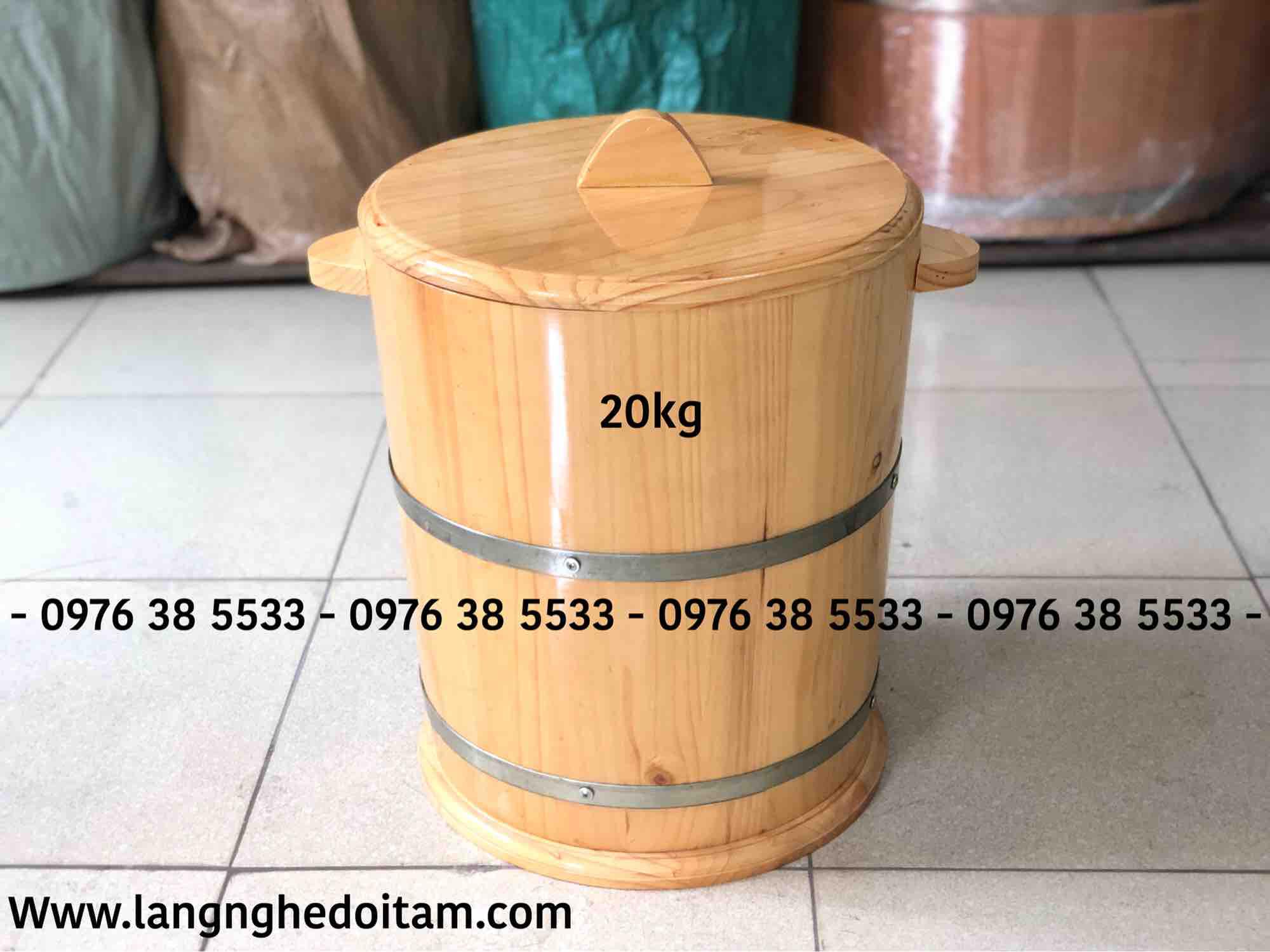 Thùng gỗ đựng gạo phong thuỷ 20kg