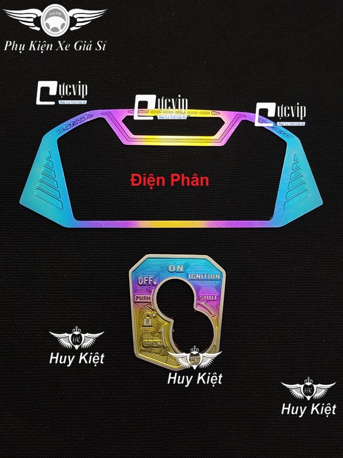 Combo miếng dán viền đồng hồ titan và miếng dán ổ khóa titan cho xe sonic ms4362