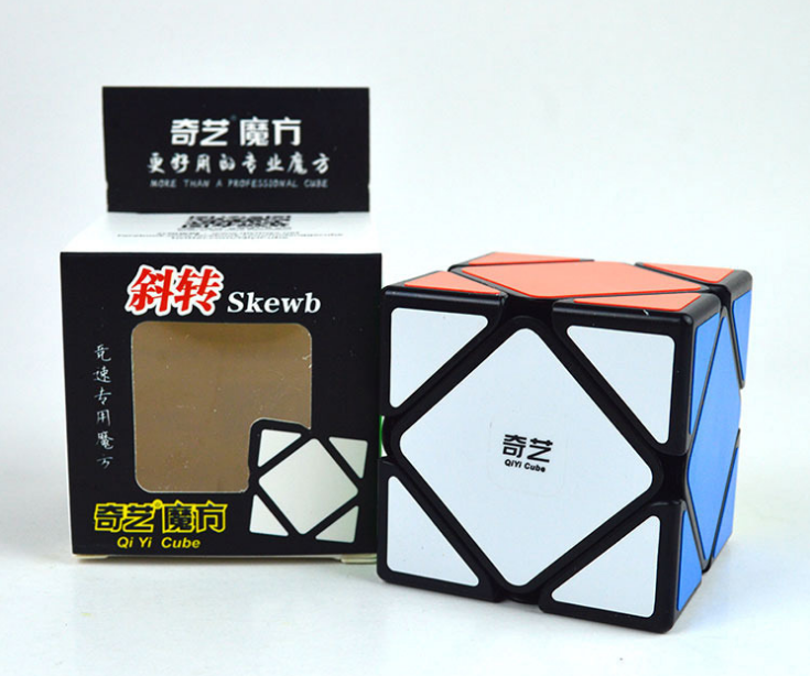Rubik biến thể skewb Qiyi viền đen xoay trơn, mượt