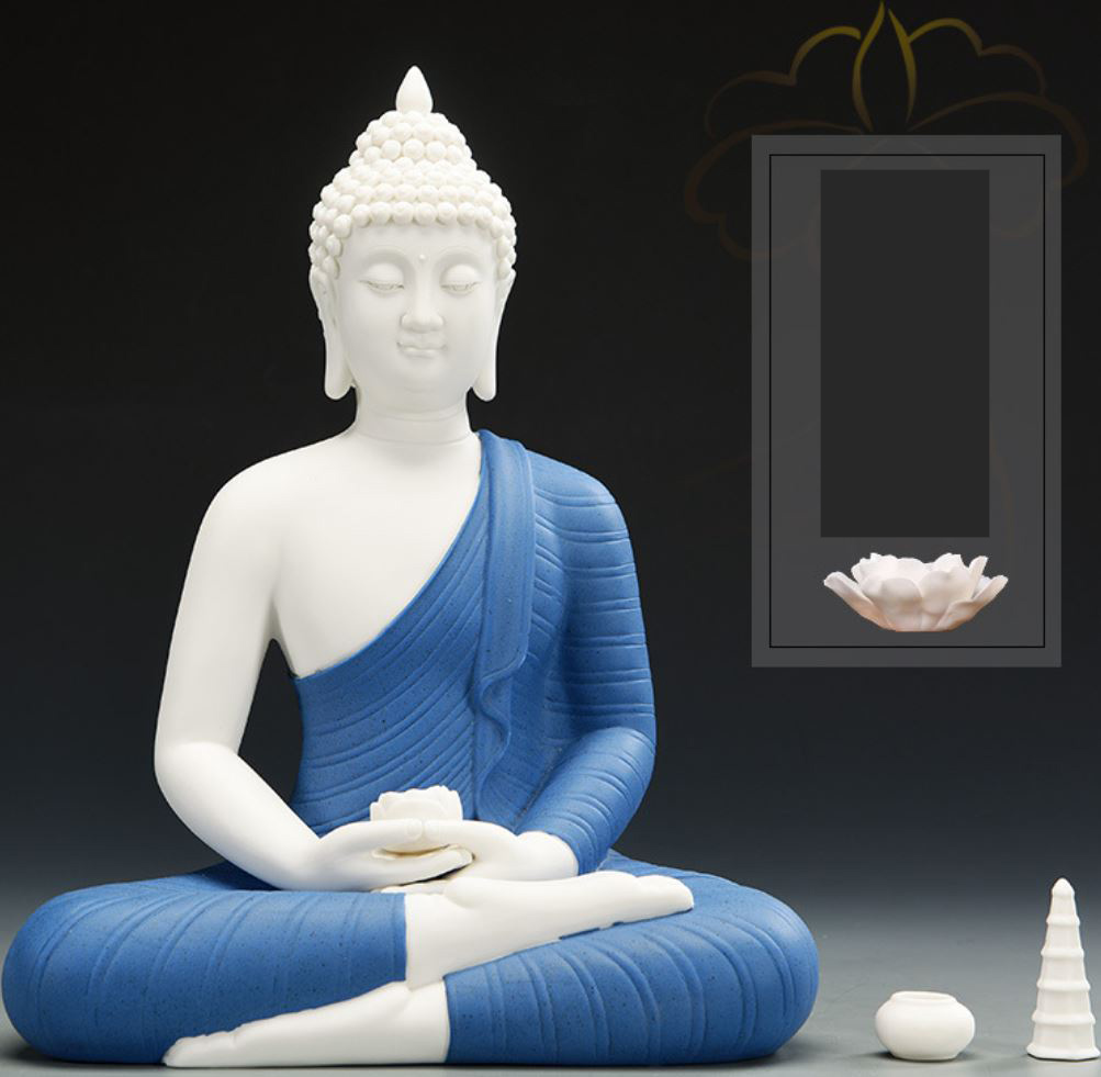 Tượng phật thích ca, gốm tử sa cao cấp - cao 30cm tặng kèm 3 phụ kiện