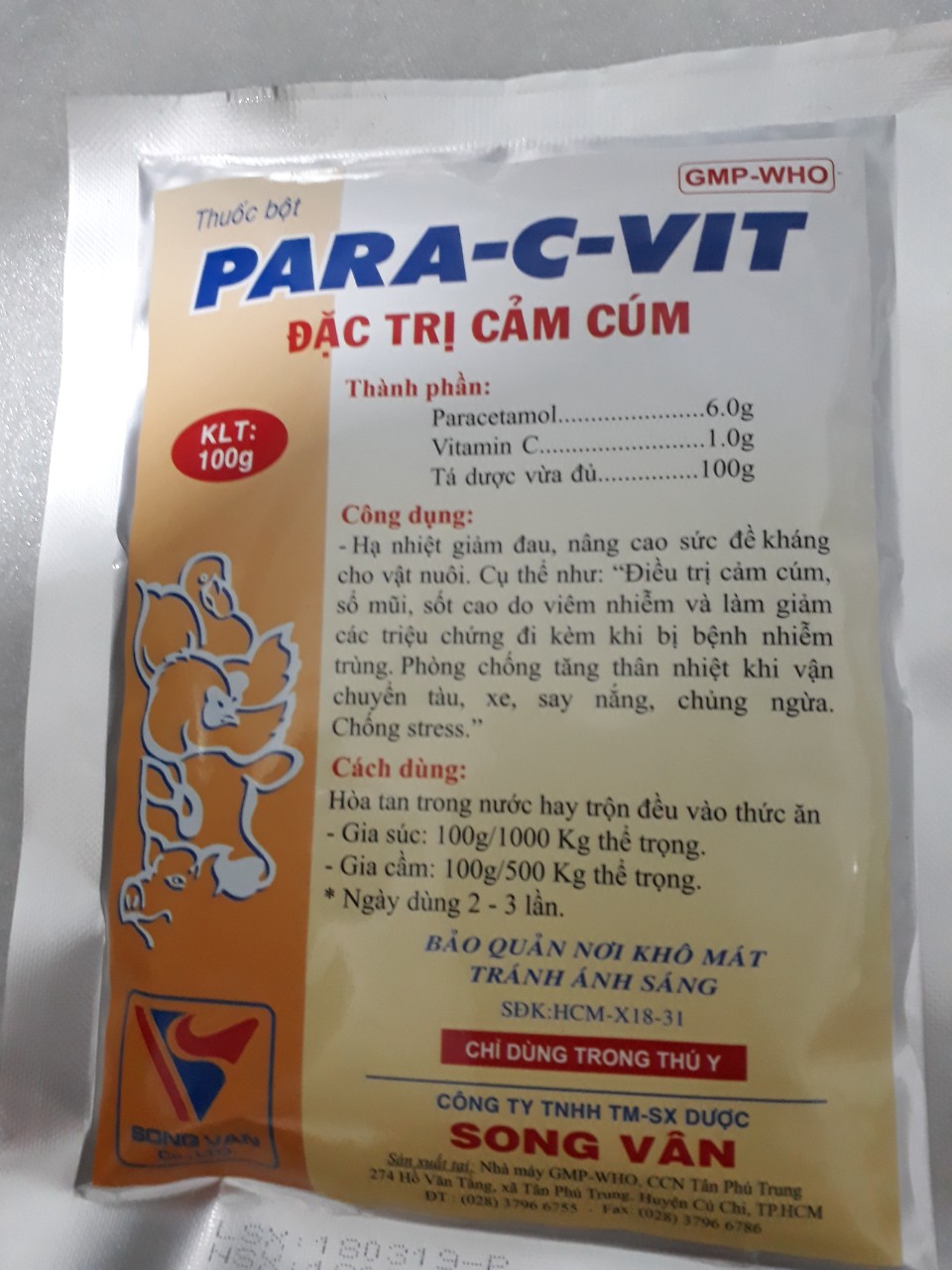 PARA-C-VIT ĐẶC TRỊ CẢM CÚM GÀ VỊT, CÚT