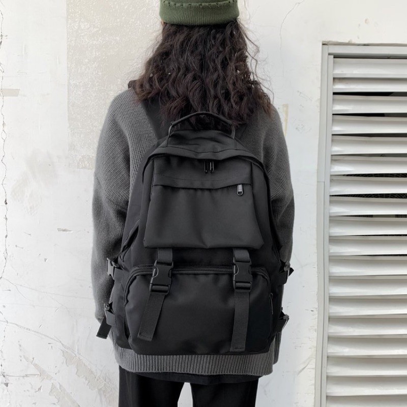 Balo Unisex Basic chống nước balo đi học vải Canvas nam, nữ