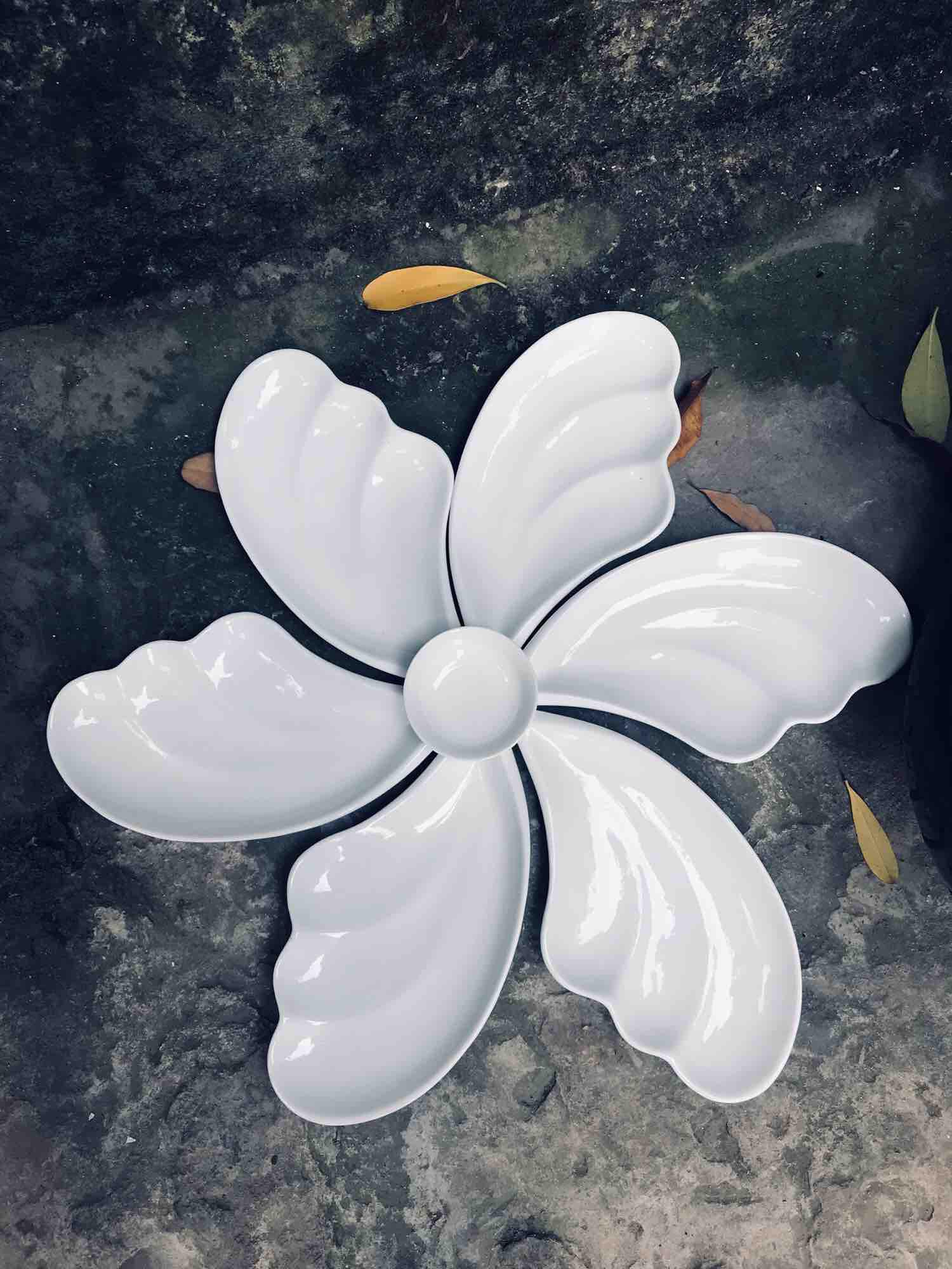 Bộ đĩa cánh tiên 6 cánh gốm sứ Bát Tràng