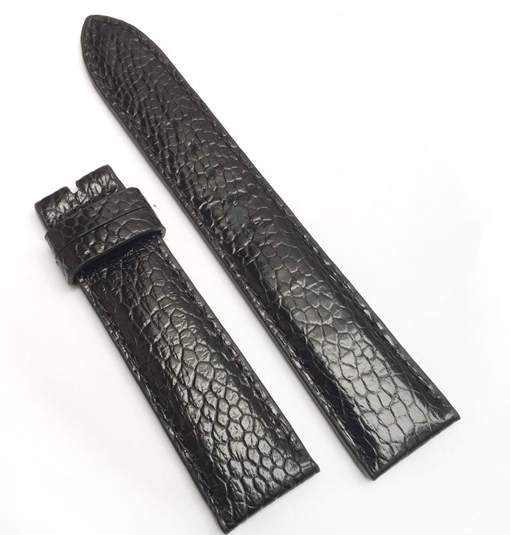 Black ostrich leather watch band size 20cm-18cm