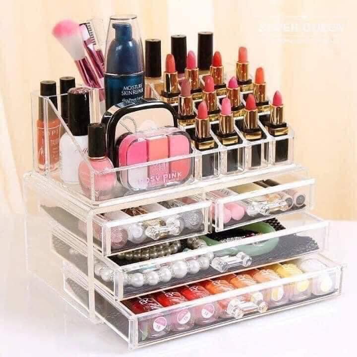 Kệ đựng mỹ phẩm - Kệ để son, kệ đựng mỹ phẩm Mica 4 tầng trong suốt, giá để son tiện lợi - Kệ Đựng Đồ Dùng Cá Nhân ,Đựng Đồ Trang Điểm