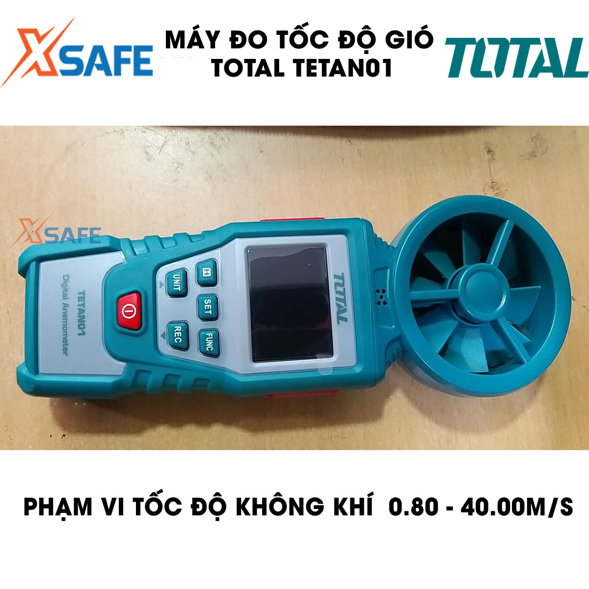 Anemometer wind speed digital Total TETAN01. Tachometer handheld anemometer with function message indicator battery level is low, with backlight, genuine warranty 3 month-distribution genuine xsafe