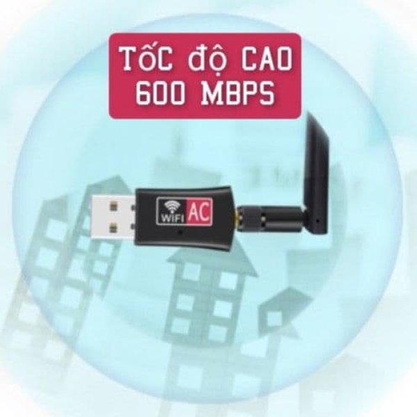 [CÓ SẴN] USB Nâng cấp thu wifi 5G, AC 5Ghz 600Mbps, có ANTEN, Gigabit cho máy bàn và laptop tốc độ cao