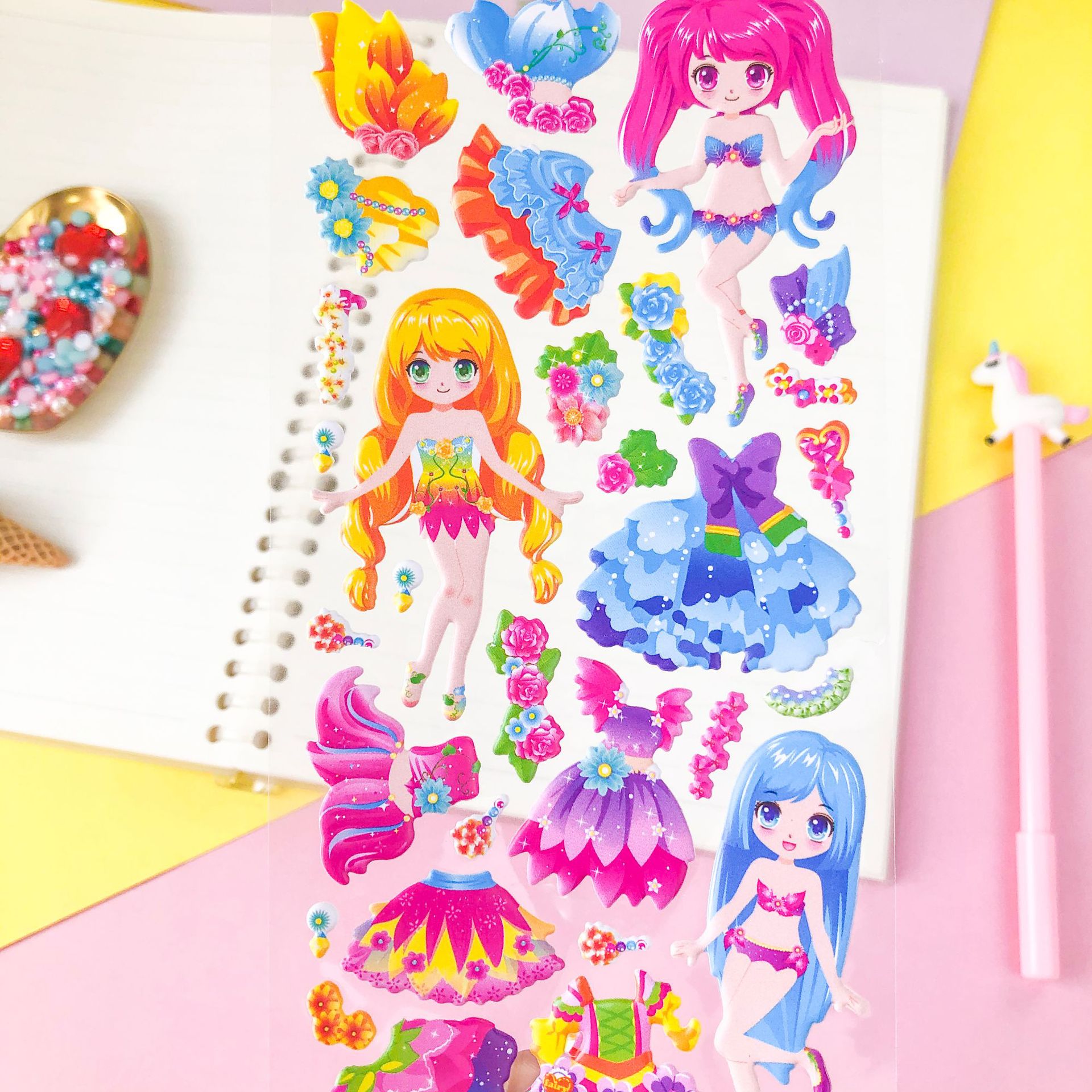 Set 5 Tờ Sticker nổi hình dáng công chúa cho bé gái
