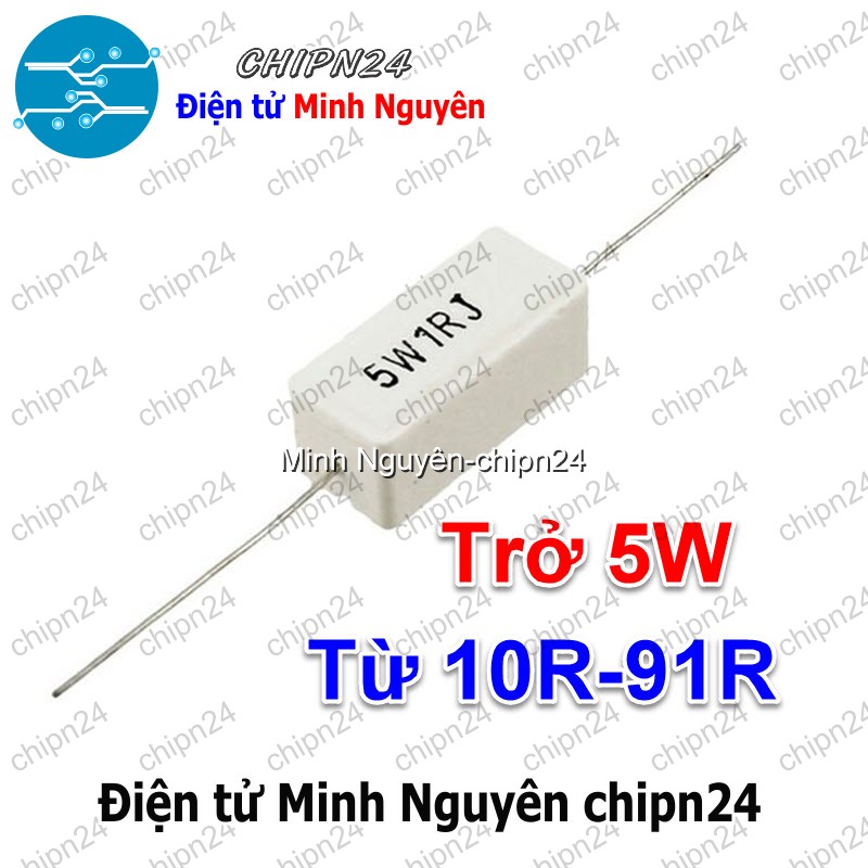 [3 con] (F317) Điện Trở Sứ 5W 5% Loại Nằm (Từ 10R đến 82R) - [Chọn Loại] - HHH.00402