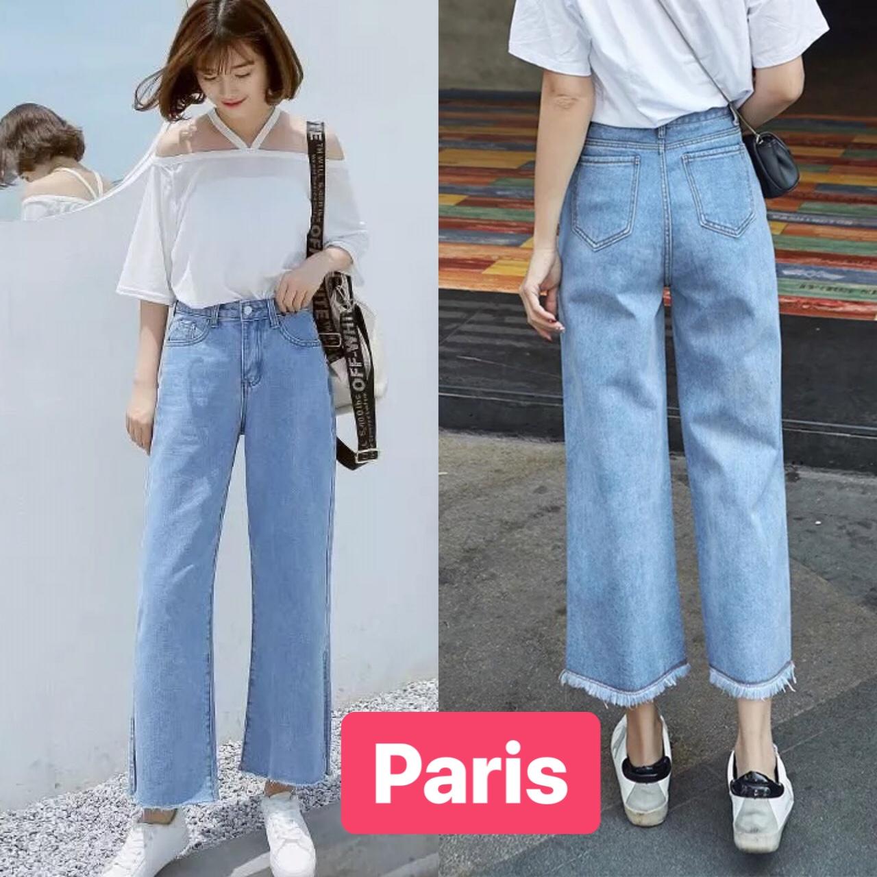 QUẦN BAGGY JEAN NỮ XANH NHẠT ỐNG LOE RỘNG NÂNG MÔNG SÀNH ĐIỆU PR-6713 CAO CẤP - PARIS FASHION