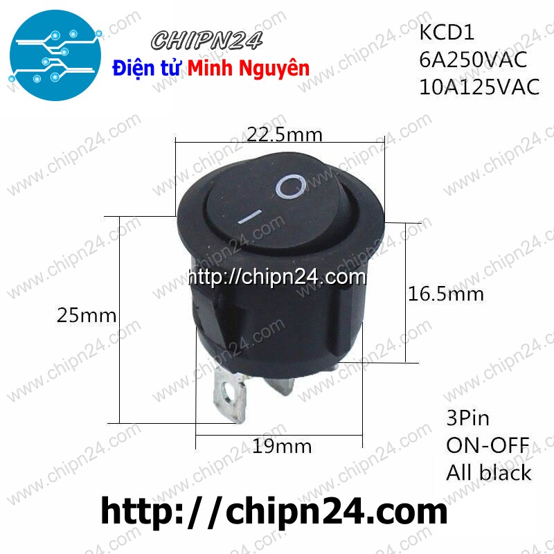 [2 cái] (G7-8) Công tắc Tròn 20MM (2 Chân/3 Chân Đỏ/Đen 3A 250VAC) - [Chọn Loại]
