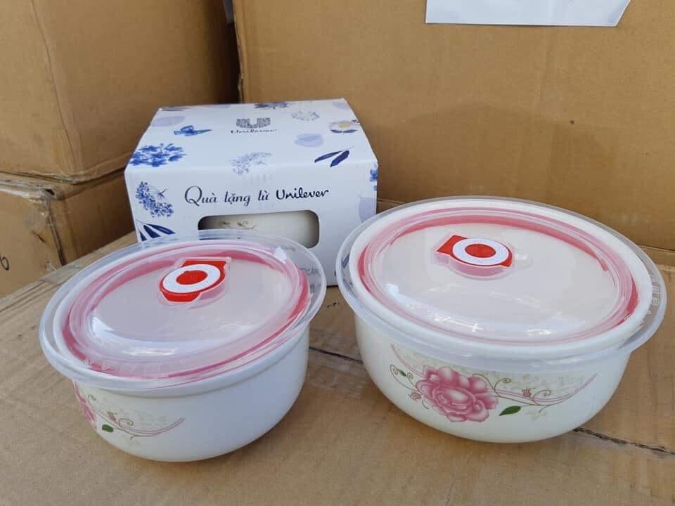 [HCM]Bộ 2 thố sứ hút chân không