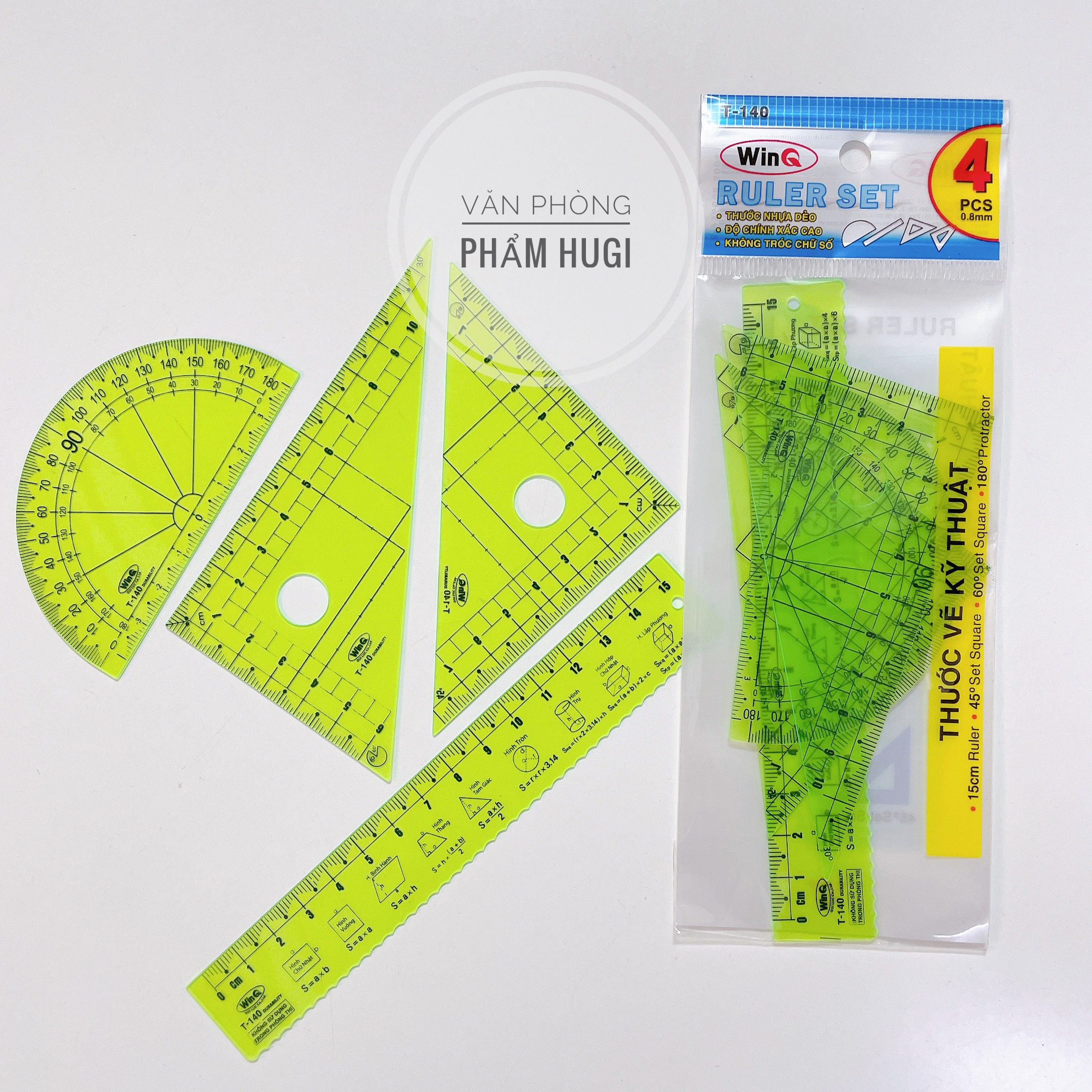 Thước bộ 4 món WinQ T-140 dành cho học sinh
