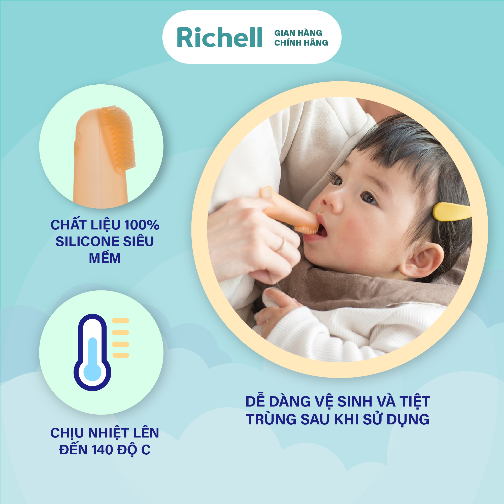 Rơ lưỡi silicone RICHELL vệ sinh miệng cho bé | Baby