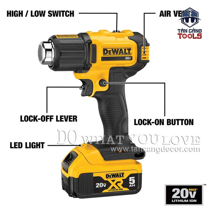 Máy thổi nhiệt dùng pin dewalt 18v dce530n-kr
