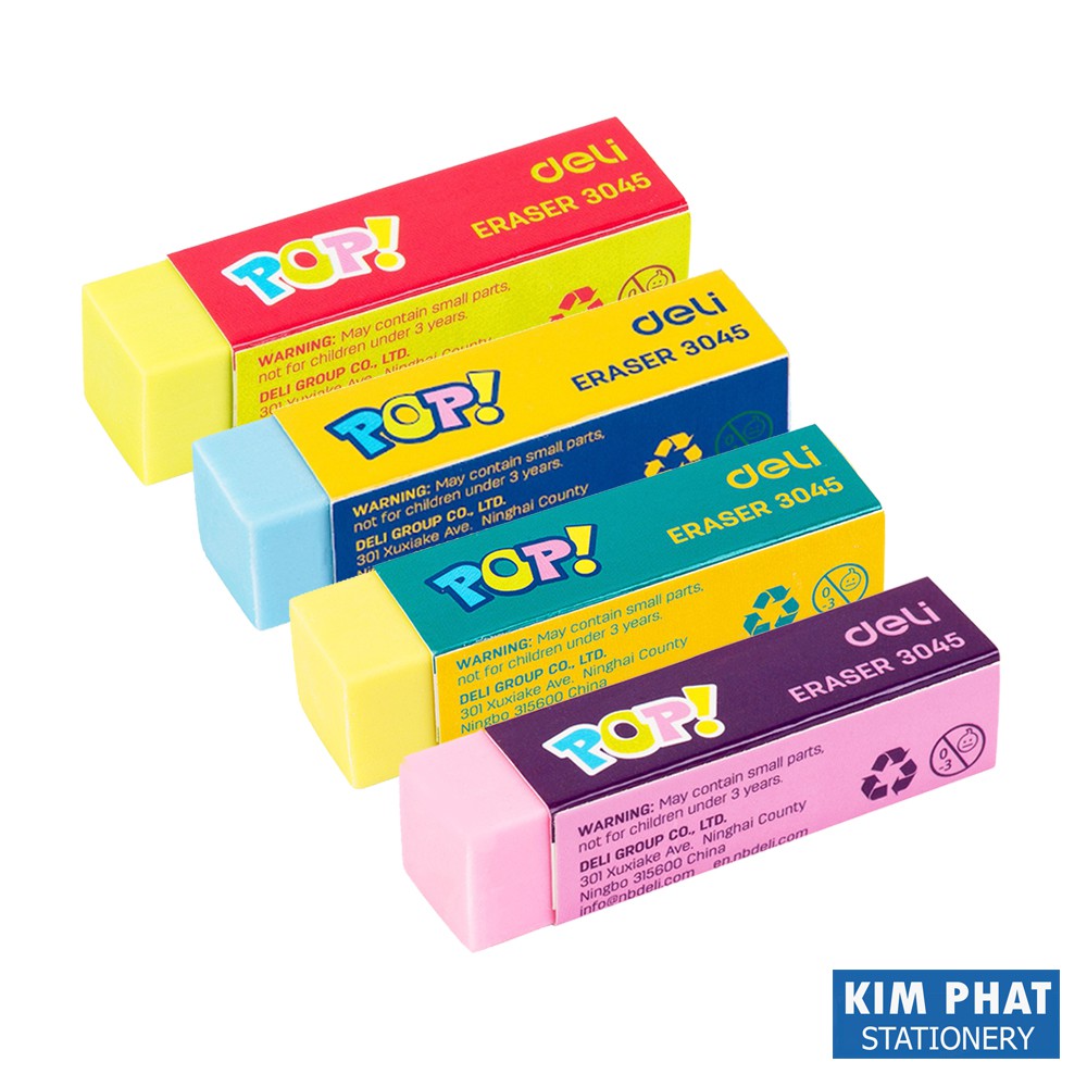 Gôm tẩy 2B 4 màu POP DELI E3045 (Combo 2 cái)