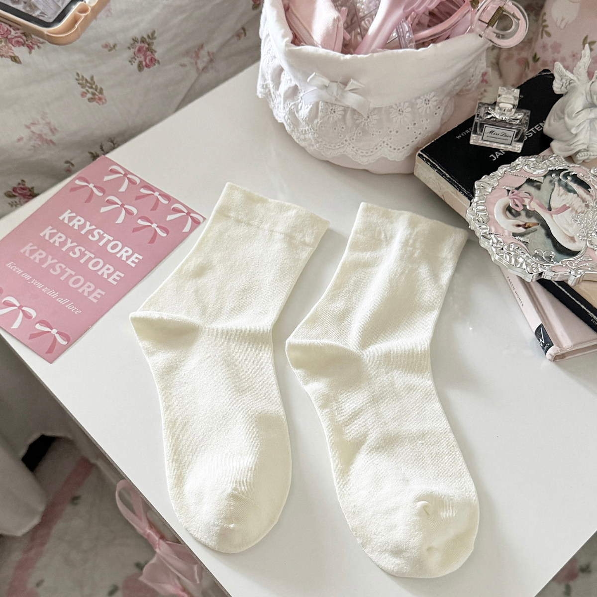 Tất trơn Basic màu pastel chất mịn đẹp Krystore TC37