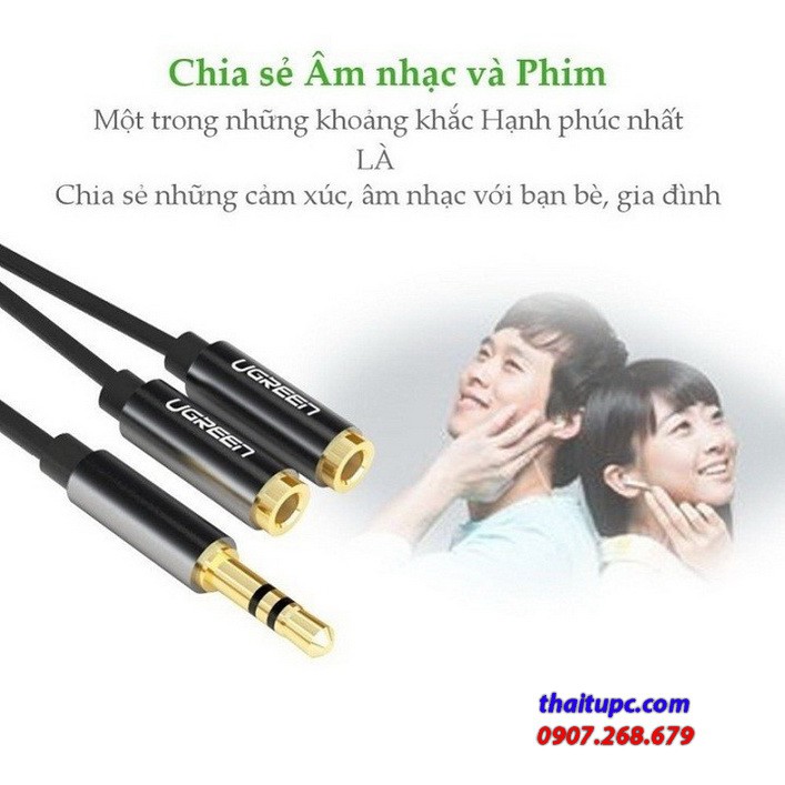 Cáp Audio 3.5mm 1 ra 2 UGREEN 10532 (20cm)