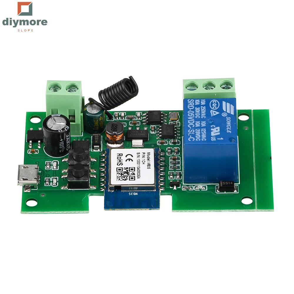 Ziqqucu  dốc USB5V/DC7-32V 4 chiều wifi Bộ hỗ trợ điều khiển từ xa mô-đun chuyển đổi hỗ trợ từ xa tuya ứng dụng điều khiển Wifi + 433Mhz điều khiển từ xa RF
