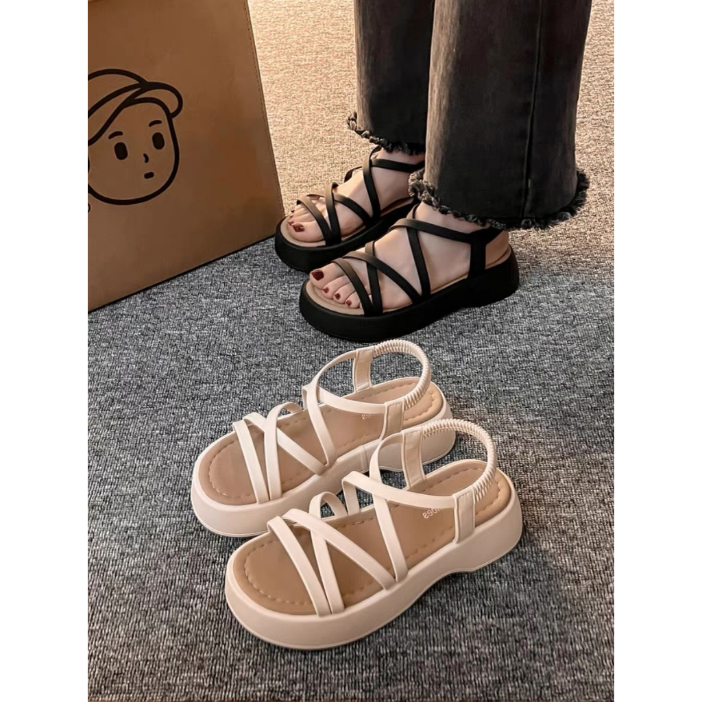 Sandal nữ quai mỏng đế phối màu cao 5p Mã 3353