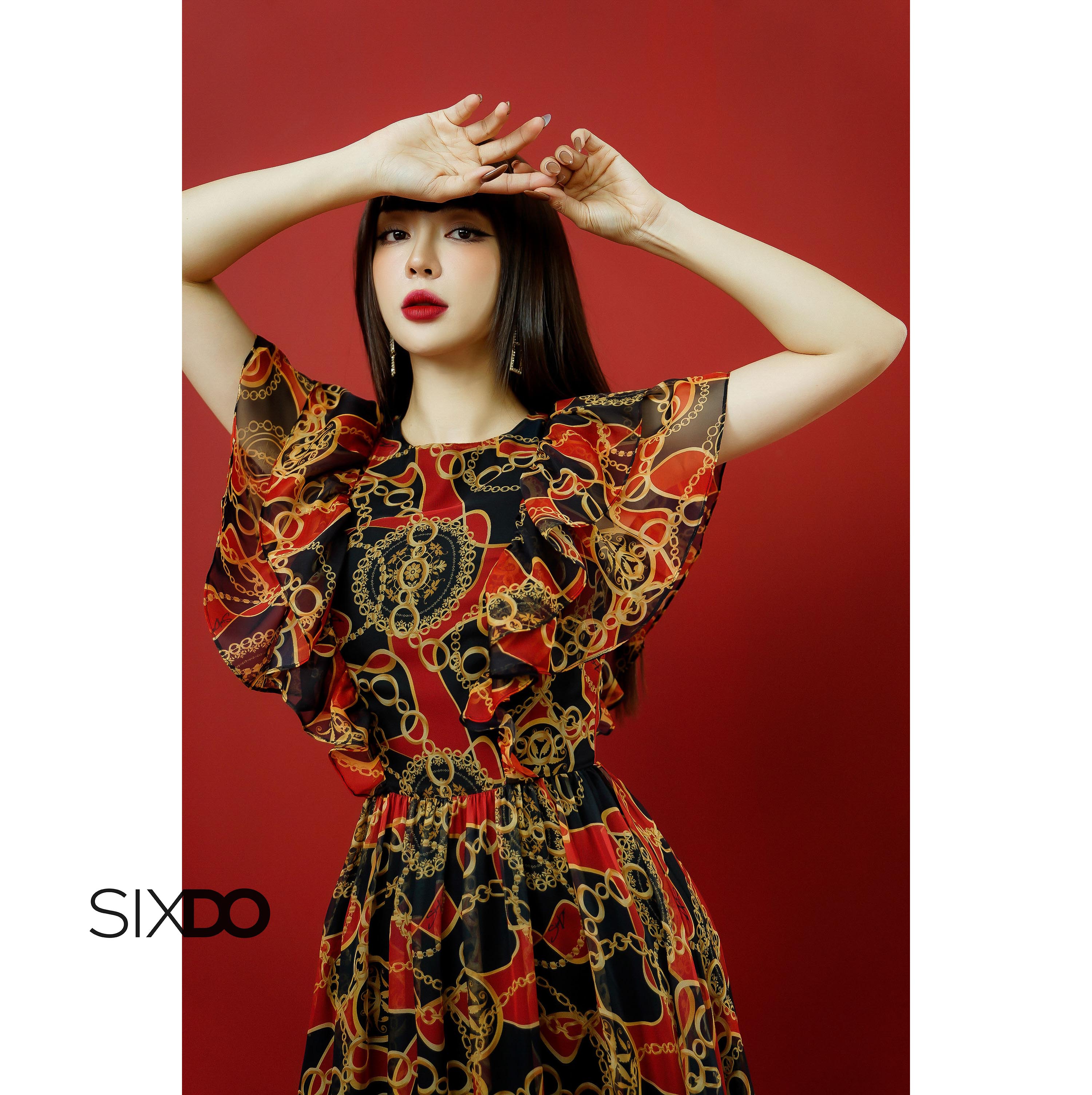 Đầm voan họa tiết baroque SIXDO