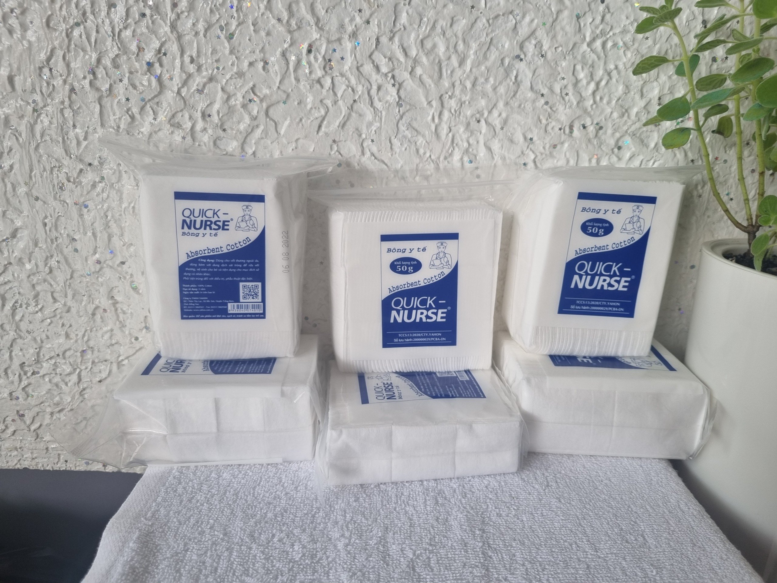Bông cắt miếng y tế QUICK NURSE - Loại 50gr