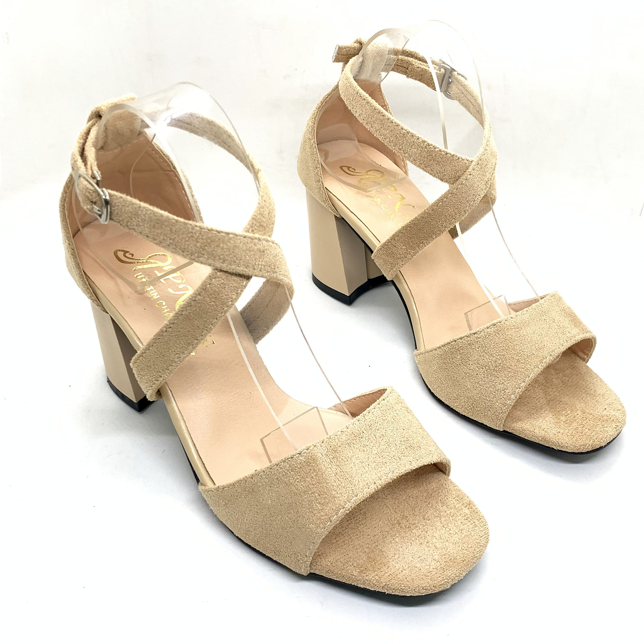 Giày sandal nữ cao gót 7p quai bản chéo dây chéo gót - SD03 kèm ảnh thật