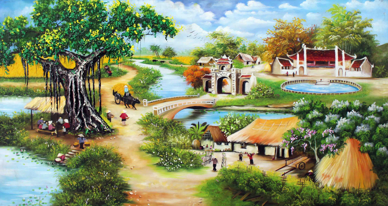 [Deal quà tặng] Tranh dán tường 3d đồng quê thiên nhiên hữu tình