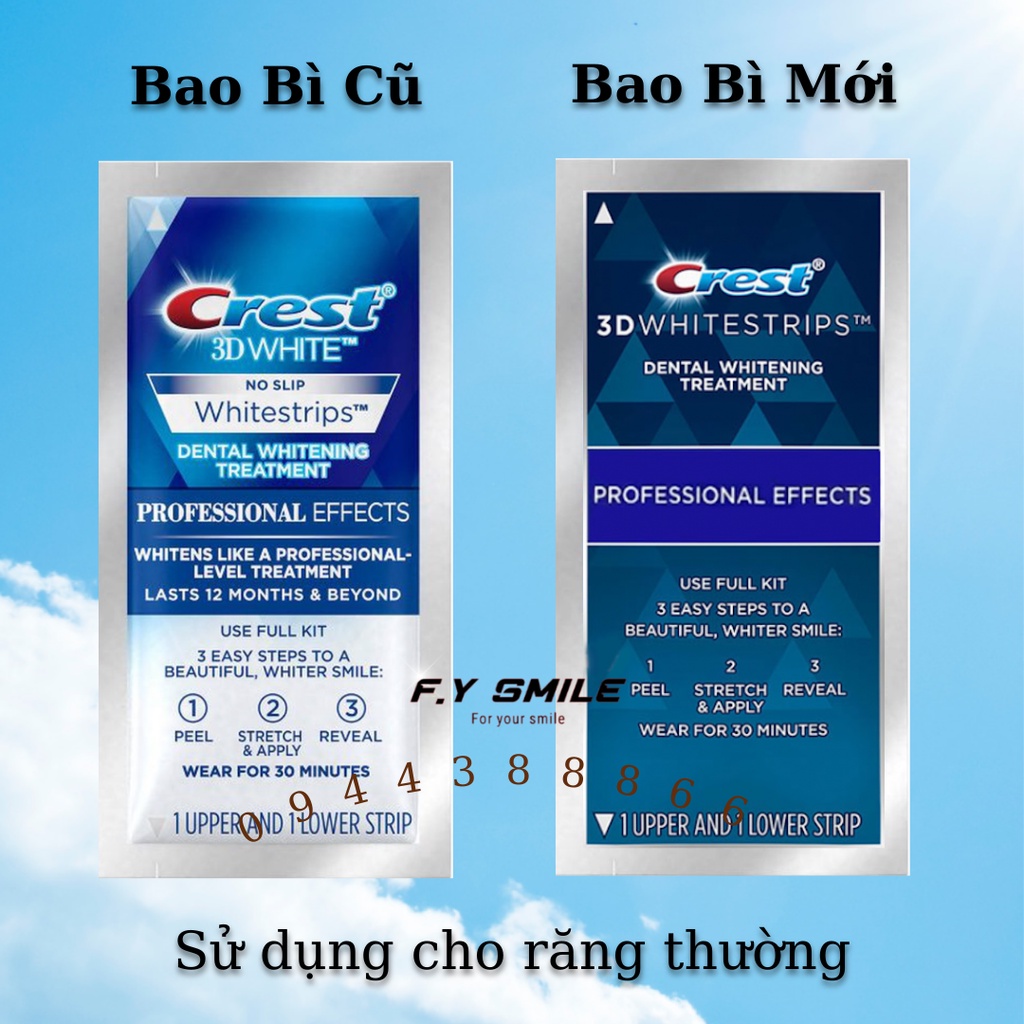 Miếng dán trắng răng Crest 3D White Professional Effects – Dán trắng răng cho răng thường