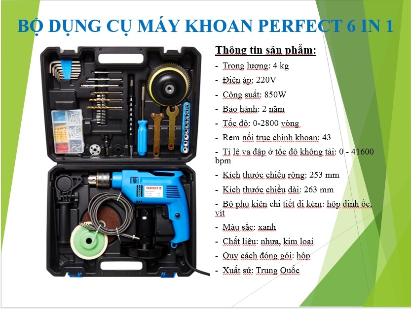 Bộ dụng cụ máy khoan đa năng Perfect PF-ID179